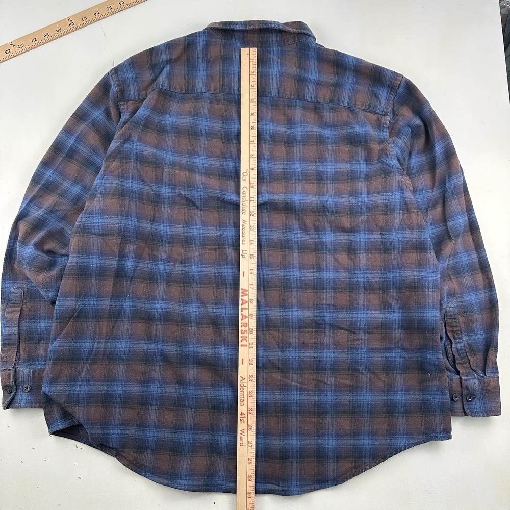 Pendleton Mason Shadow Plaid Flannel Cotton Shirt Mens XXL Blue Brown 2XL - Picture 9 of 10